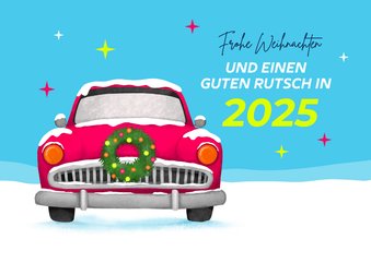 Weihnachtskarte Oldtimer 'Guten Rutsch' Allianz Direct