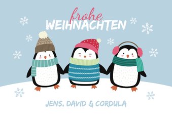 Weihnachtskarte Pinguine im Schnee