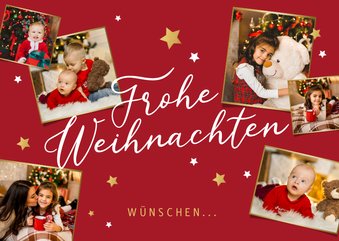 Weihnachtskarte rot mit Fotocollage