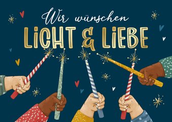 Weihnachtskarte SOS Kinderdörfer Kinderhände mit Kerzen