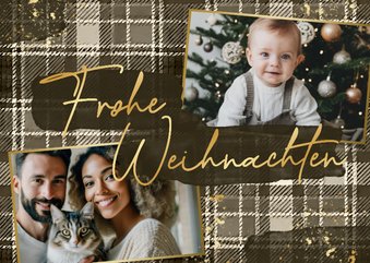 Weihnachtskarte Tartan-Look & Fotos 