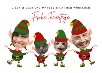 Weihnachtskarte Vier Weihnachtszwerge