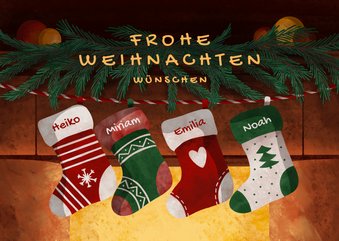 Weihnachtskarte Weihnachtssocken mit Namen