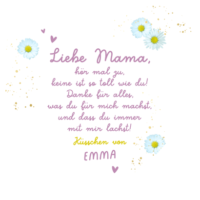 Blumenherz Muttertag 'Mama ist lieb' Rückseite