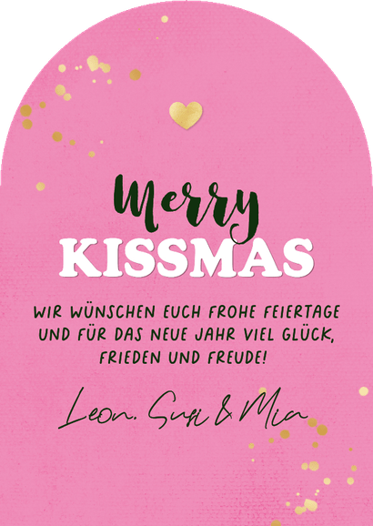 Bogenkarte gestreift Weihnachten Foto 'Merry Kissmas' Rückseite
