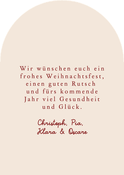 Bogenkarte Weihnachtskarte Fotocollage Tartan Rückseite