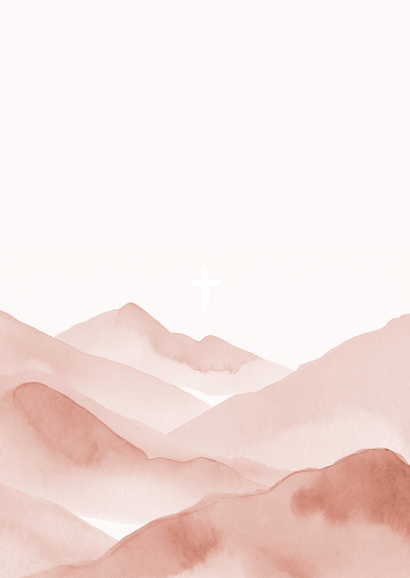 Dankeskarte Taufe rosa Berge Aquarell Rückseite