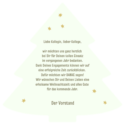 Dankeskarte Weihnachtsbaum Sterne Foto und Logo  Rückseite