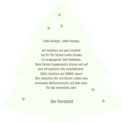 Dankeskarte Weihnachtsbaum Sterne Foto und Logo Rückseite
