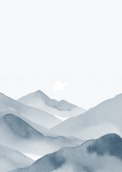 Danksagung Kommunion Foto & Berge blaues Aquarell Rückseite