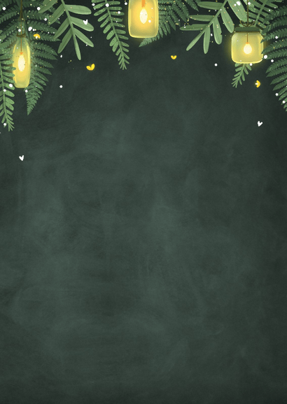 Einladung goldene Hochzeit Laternen im Grünen Rückseite