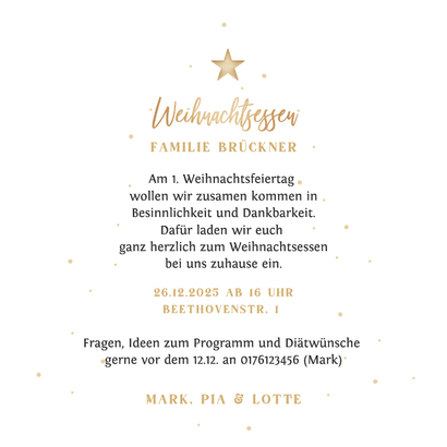 Einladungskarte Besteck Weihnachtsessen Weihnachtsbaum Rückseite