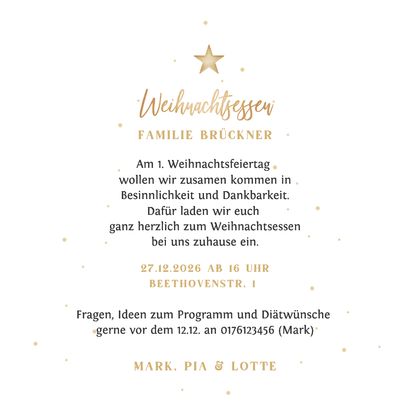 Einladungskarte Besteck Weihnachtsessen Weihnachtsbaum Rückseite