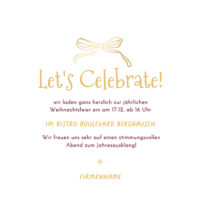 Einladungskarte Weihnachtskugel Anstoßen Weihnachtsfeier Rückseite