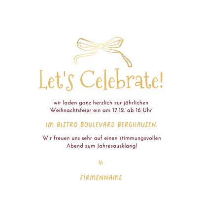 Einladungskarte Weihnachtskugel Anstoßen Weihnachtsfeier Rückseite