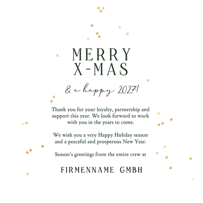 Firmen-Weihnachtskarte Baum 'Danke' international Rückseite