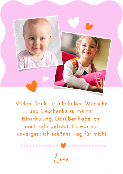 Foto-Dankeskarte Einschulung Colourblocking Wellenform Rückseite