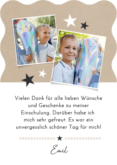 Foto-Dankeskarte Einschulung Wellenform & Kraftlook Rückseite