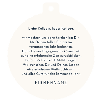 Foto-Dankeskarte Weihnachtskugel mit Logo Aquarell Blau Rückseite