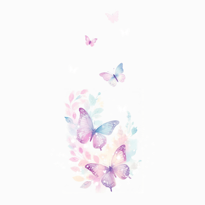 Foto-Einladung Kommunion fröhliche Schmetterlinge Rückseite