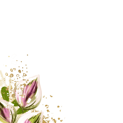 Foto-Einladungskarte Gartenfest Blumen Goldsprenkel Rückseite