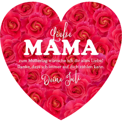 Foto-Herzkarte Muttertag Rahmen rote Rosen Rückseite
