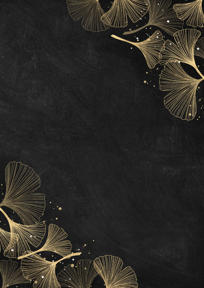 Foto-Karte Geburtstagseinladung Ginkgo Gold Rückseite