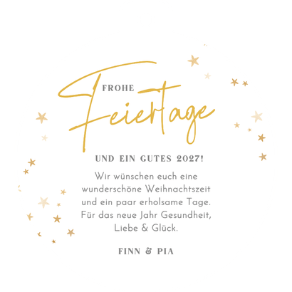 Foto-Weihnachtskarte 'Frohes Fest' Kugelform Rückseite