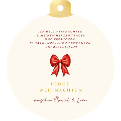 Fotocollage-Weihnachtskarte Weihnachtskranz in Kugel-Form Rückseite