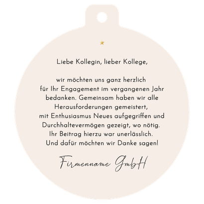 Fotokarte Danke Weihnachten Mitarbeiter Weihnachtskugel Rückseite