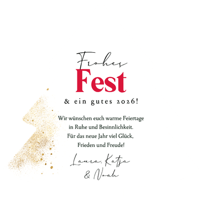 Fotokarte Weihnachtsgrüße Weihnachtsbaum Zweige und Beeren Rückseite