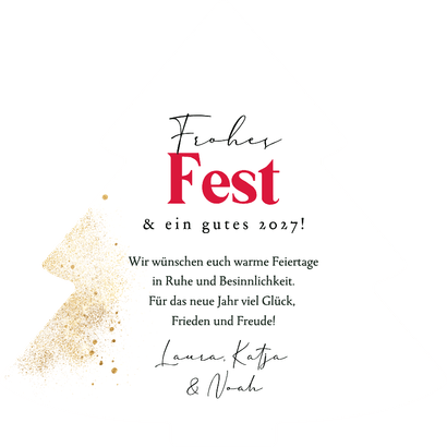 Fotokarte Weihnachtsgrüße Weihnachtsbaum Zweige und Beeren Rückseite