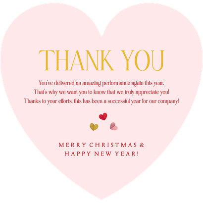 Geschäftliche Weihnachtskarte Herzform Warm Wishes Danke Rückseite