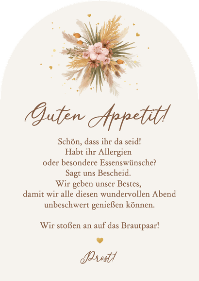 Gruppentischkarte Boho Hochzeit Nummer und Namen Rückseite