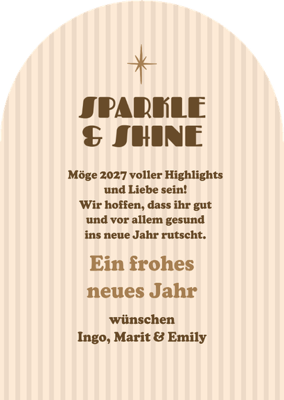 Grußkarte Neujahr Foto 'Sparkle & Shine' Rückseite