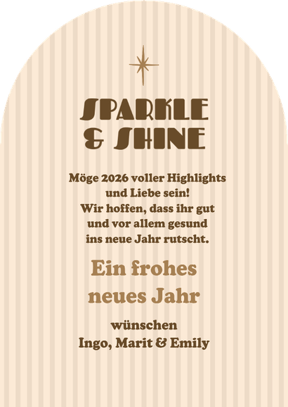 Grußkarte Neujahr Foto 'Sparkle & Shine' Rückseite