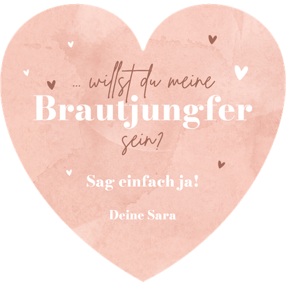 Herzkarte Brautjungfer fragen Hochzeit rosa Aquarell Rückseite