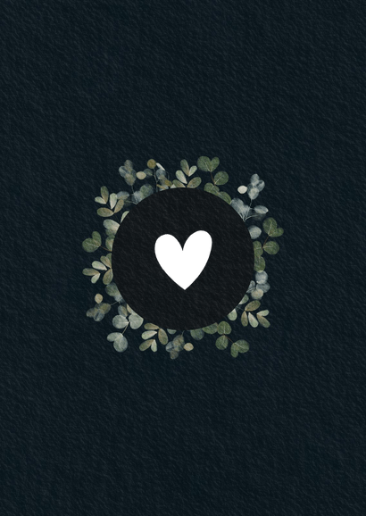 Hochzeit Einladungskarte Eukalyptus Schwarz & Silber Rückseite
