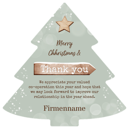 Internationale Weihnachtskarte Wegweiser Weihnachtsbaumform Rückseite