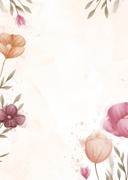 Kalenderkarte Save-the-Date elegante Blumen Aquarell Rückseite