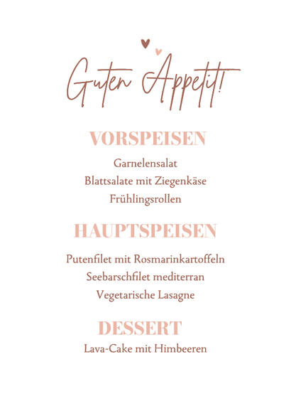 Menükarte Hochzeit rosa Aquarell Bogenkarte Rückseite