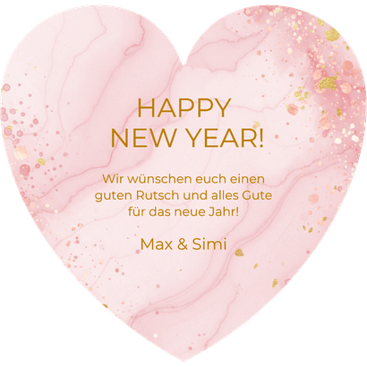 Neujahrskarte Herz 2027 Marmorlook Rückseite