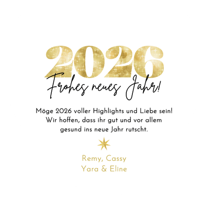Neujahrskarte Herzkarte Fotocollage Herzrahmen 2026 Rückseite