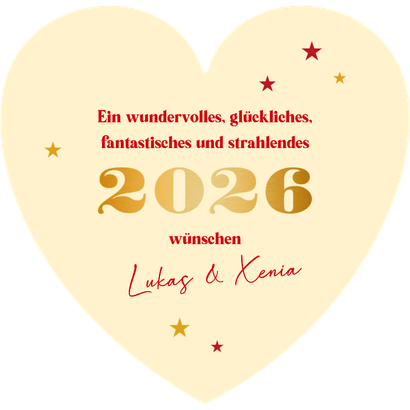 Neujahrskarte rotes Herz Neujahrswünsche Rückseite