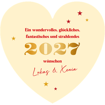 Neujahrskarte rotes Herz Neujahrswünsche Rückseite