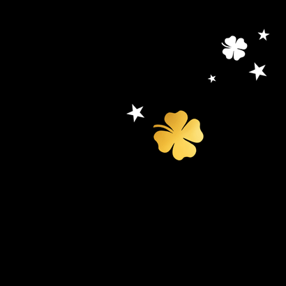 Neujahrskarte Sektgläser & Kleeblätter gold Rückseite