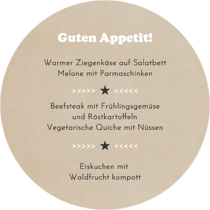 Runde Foto-Menükarte zur Einschulung Kraftlook Rückseite