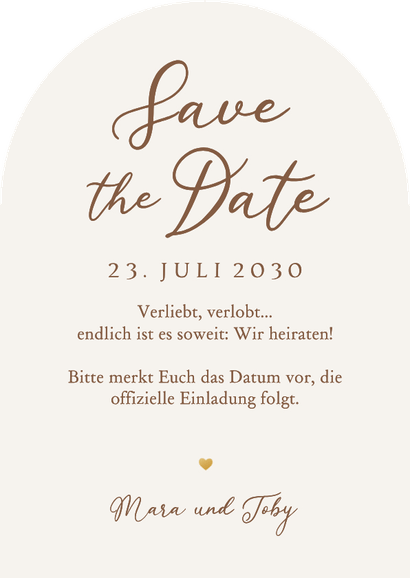 Save the Date Boho-Hochzeit Trockenblumenstrauß Bogenform Rückseite