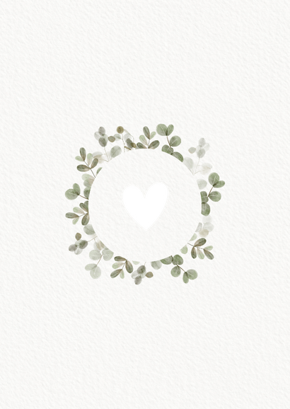 Save-the-Date-Hochzeitskarte Gold & Eukalyptuskranz Rückseite