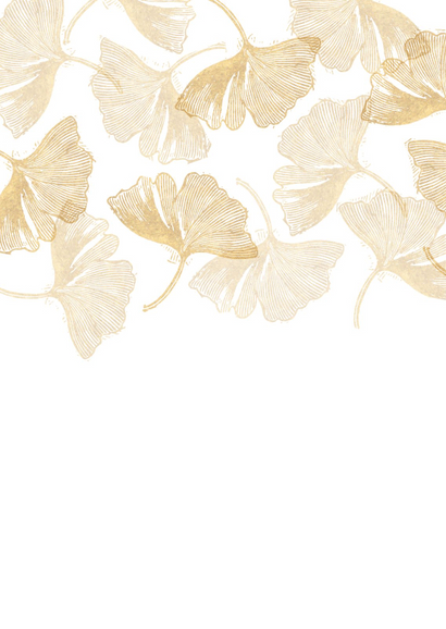 Save-the-Date-Karte Hochzeit Stempel & Ginkgoblätter Rückseite